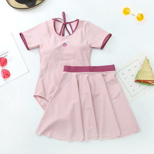 水着 女の子 ジュニア ガールズ 小学生高学年 中学生 スクール水着 練習用 トレーニング ワンピース スカート付き ナイロン ピンク