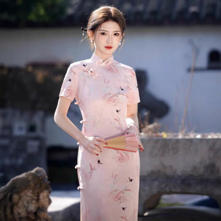楽天市場】チャイナドレス レディース ワンピース 春夏 ロング 丈 和風 
