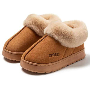 ブーツ メンズ レディース 秋冬 室内外兼用 スノーブーツ 厚底 スエード調 人工ファー裏地 ボア履き口 厚手 防寒 保温 軽量 綿靴 ルームシューズ フローリング対応