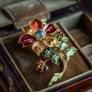 ブローチ レディース ホウセンカ フラワー 七宝焼き カラフル 高級感 ジルコニア チャイナドレス フォーマル 秋冬 銅製 電気メッキ加工 上品 エレガント