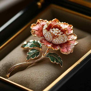ブローチ レディース 牡丹 花 中国風 レトロ クラシック 真鍮製 高級感 エレガント フォーマル 結婚式 パーティー 普段使い お出かけ 飾り アクセサリー
