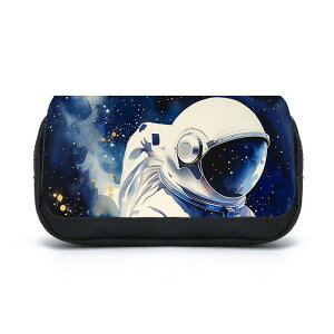 筆箱 小学生用 男女兼用 宇宙飛行士 スペース柄 大容量 シンプル ペンケース 筆入れ 文房具 収納ポーチ ポリエステル カジュアル 通学 学用品