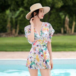 水着 レディース 体型カバー ワンピース水着 ママ水着 大人 女性用 競泳用 練習用 スイムウェア 体系カバー セクシー 小花柄 黄花 ピンク系 L XL 3XL 4XL