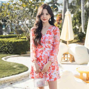 水着 レディース ワンピース スカート型 体型カバー 細見え 韓国風 インスタ映え 温泉 競泳 練習用 ポリエステル レッド ブルー L XL XXL XXXL 4XL 5XL