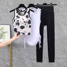 ヨガウェア レディース ブラトップ レギンス セットアップ ピラティス トレーニング フィットネス ジム 吸湿速乾 伸縮性 カップ付き 春夏