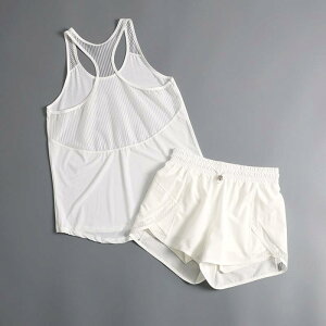 スポーツウェア レディース 上下セット 春夏 ランニング ジョギング ヨガ フィットネス 薄手 吸汗速乾 ノースリーブ タンクトップ ベスト ショートパンツ ゆったり 通気性 ナイロン ポリウ