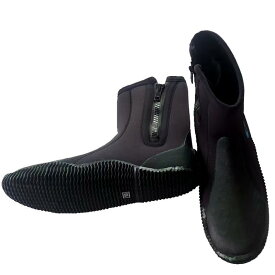 ウォーターシューズ 男女兼用 ハイカット 加硫ゴム製 5mm厚 保温 滑り止め 耐摩耗 サイドジップ 耐パンク 渓流 沢登り ダイビング シュノーケリング マリンスポーツ 釣り用 ブラック