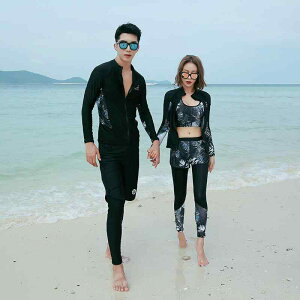 ラッシュガード サーフスーツ ウェットスーツ カップル ペア 男女兼用 長袖 ロングパンツ セパレート スイムスーツ 速乾性 ポリエステル ナイロン素材 マリンスポーツ ダイビング 水泳 高伸