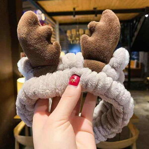 洗顔ヘアバンド 男女兼用 メイク スキンケア お風呂上り 伸縮性 ソフト ズレにくい 上質 アニマル耳 うさ耳 鹿角 猫耳 ふわふわ 髪留め かわいい おしゃれ グレー ブラウン ピンク