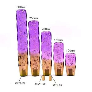 シフトノブ 自動車用 クリスタル ツイストデザイン 発光式 バイカラー 汎用タイプ カスタムパーツ 高級感 車内アクセサリー ドレスアップ ロングサイズ
