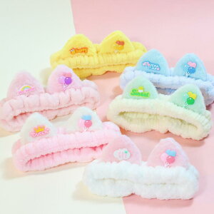 ヘアバンド 女の子 猫耳 かわいい 立体 マスコット 洗顔 メイク フェイスパック お風呂 部屋着 ソフト 布製 カチューシャ ヘアアクセサリー ピンク系 ホワイト ブルー系 ベージュ イエロー系