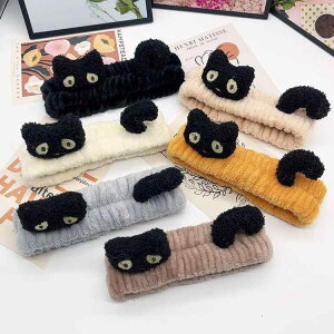 ヘアバンド レディース 女性用 かわいい 猫耳 リボン 洗顔 メイク 化粧 バスグッズ お風呂 髪留め ヘアーアクセサリー やわらかい ソフト ブラック オフホワイト オレンジ グレー ブラウン