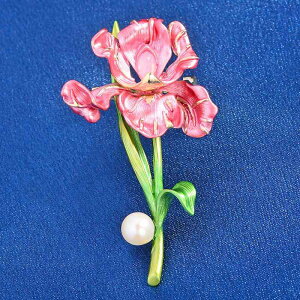 ブローチ レディース エレガント チューリップ 淡水真珠 ハンドメイド エナメル フラワーモチーフ ジルコニア 銅製 電気メッキ加工 上品 多用途 普段使い フォーマル