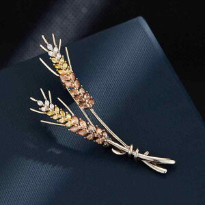 ブローチ レディース 高級感 シンプル おしゃれ コーヒー色 麦穂デザイン 植物モチーフ 通勤 オフィス 普段使い クラシック 定番 銅製 装飾品