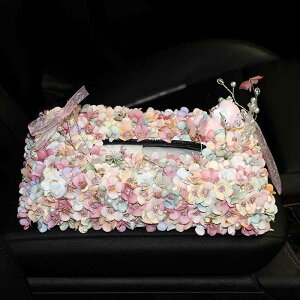車用ティッシュケース おしゃれ 造花 車内装飾 レザー製 ティッシュボックス ホルダー スタイリッシュ 置物 車載 小物入れ ドライブ アクセサリー ピンク グリーン オレンジ 鹿デザイン