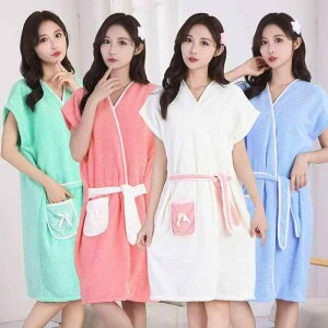 バスローブ レディース 女性用 ノースリーブ サンゴフリース マイクロファイバー ワッフル 吸水速乾 やわらか ふわふわ 軽量 ルームウェア 部屋着 湯上り ガウン