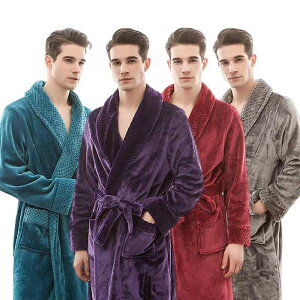 バスローブ 男女兼用 ペア カップル 秋冬 厚手 肉厚 ロング丈 保温 あったか フランネル サンゴフリース マイクロファイバー ふわふわ もこもこ ルームウェア ガウン パジャマ 部屋着 寝間着