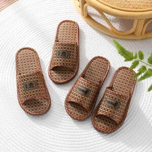 スリッパ 男女兼用 カップル 春夏 厚底 室内履き ルームシューズ 藤草 麻 草編み 通気性 吸汗 マッサージ 丈夫 カジュアル 涼しい スライドサンダル 一字型