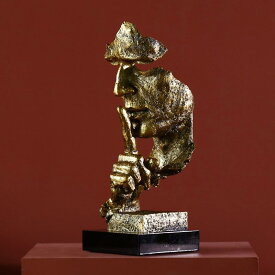 オブジェ 沈黙は金 言わざる 合成樹脂製 シンプルモダン スタイリッシュ 彫刻 アート 置物 オフィス リビング 玄関 書斎 インテリア 装飾品 飾り ギフト プレゼント