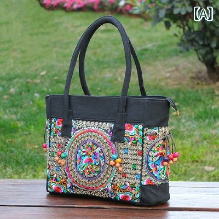 楽天市場】バッグ レディース 民族風 刺繍 ビーズ装飾 キャンバス 