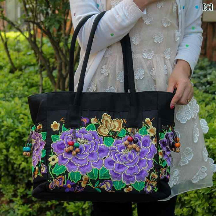 楽天市場】バッグ レディース 民族風 刺繍 ビーズ装飾 キャンバス 