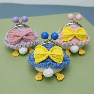 ミニショルダーバッグ レディース キャラクター 手編み がま口 毛糸 コットン 綿 かわいい 小銭入れ ピンク ブルー パープル 普段使い