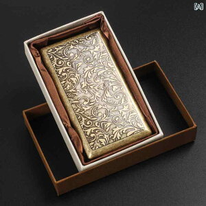 シガレットケース 男女兼用 スリム ロング 20本収納 金属製 レトロ アンティーク調 ブロンズカラー 唐草 花柄 タバコケース 喫煙具 携帯用(x2)