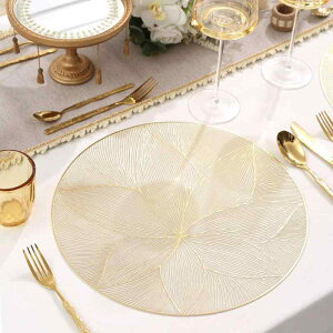 ランチョンマット PVC製 丸型 単色 箔押し ゴールド シルバー ローズゴールド 高級感 北欧風 ダイニングテーブル用 撥水加工 お手入れ簡単 エレガント おしゃれ(x6)