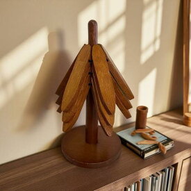 ランチョンマット プレイスマット 木製 ツリー型 ブラックウォールナット 竹製 耐熱 断熱 コースター おしゃれ モダン 北欧風 テーブルマット 鍋敷き ダイニング 飾り