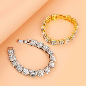 ブレスレット ユニセックス 合金 スクエア 氷砂糖型チェーン ヒップホップ ストリート系 ラップ ダンス ファッション アクセサリー 電気メッキ加工 ゴールド シルバー