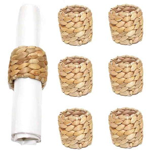 ナプキンリング 手編み 天然素材 草 黄色 エスニック風 食卓用 家庭用 ハンドメイド 耐熱 断熱 ホットマット代わり ナプキンホルダー 来客用(x2)