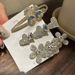 ヘアアクセサリー レディース 韓国風 クリスタル ラインストーン くちばしクリップ 前髪 サイド かわいい キラキラ おしゃれ 髪留め 普段使い お出かけ ヘアアレンジ 春夏 チェリー フラワ