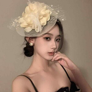 ヘッドドレス レディース フレンチスタイル ブライダル ウェディング フラワー レトロ 上品 チュール ミニハット ヘアクリップ ハンドメイド ダッカールクリップ 花モチーフ アンティーク