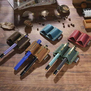 ペンホルダー 本革 牛革 クレイジーホースレザー 2本差し 手帳アクセサリー 旅行ノート トラベラーズノート対応 ブラウン ダークブラウン ダークグリーン ワインレッド ブルー系 小物