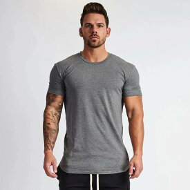 Tシャツ メンズ 半袖 無地 クルーネック スリムフィット ポリエステル 筋トレ フィットネス スポーツ カジュアル トレーニング 通気性 耐久性 トップス