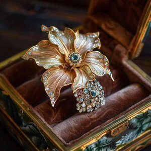 ブローチ レディース 女性用 エジプト 神秘的 異国風 マンダラ 花 エナメルデザイン 銅製 電気メッキ加工 オリジナルデザイン 高級感 普段使い 記念日 プレゼント 贈り物