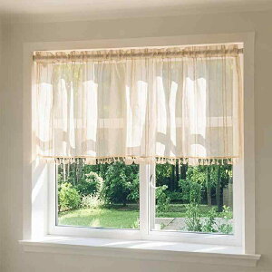 のれん カーテン 和風 綿麻 間仕切り 突っ張り棒式 ポール通し 両面 ショート丈 ストライプ柄 アイボリー キッチン 寝室 リビング 書斎 ベランダ