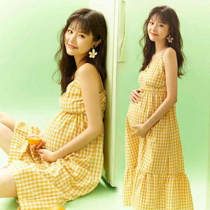 妊婦服 マタニティフォト 撮影用 かわいい ナチュラル ゆったり おしゃれ ポリエステル キャミソール ロング丈 スタジオ 記念 アート プレママ 前撮り(x2)