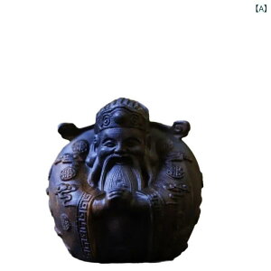 置物 財神様 仏手 黒柿木 ダラガン風 中国風 手彫り 彫刻品 卓上飾り デスク リビング 書斎 玄関 インテリア 開運 縁起物 金運 商売繁盛 小型 アジアンテイスト(x2)