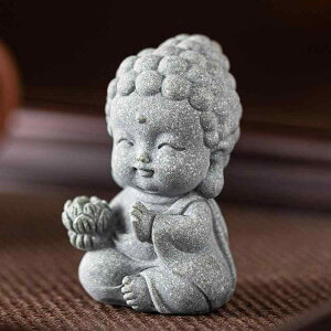 置物 かわいい ミニ仏像 如来像 新中華風 モダンアジアン ストーン製 茶席 水槽 アクアリウム 卓上 デスクトップ インテリア 癒し オブジェ(x2)