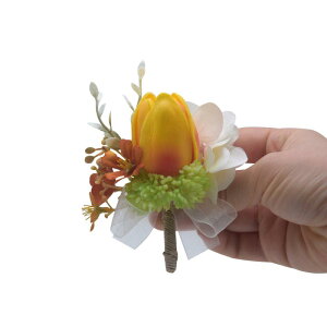ウェディング コサージュ ブートニア チューリップ シルクフラワー 造花 新婦 新郎 ブライズメイド グルームズマン フォーマル カラフル