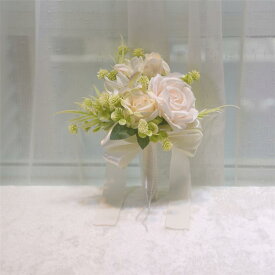 捧花 ウェディング ブライダル 花嫁 造花 結婚式 前撮り フォトウェディング オフホワイト シャンパン ブルー ピンク パープル ガーデンウェディング フォトアイテム