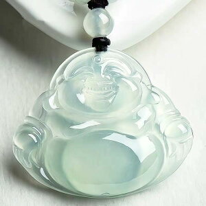 ペンダント メンズ レディース クォーツァイト製 仏像 観音菩薩 弥勒菩薩 透明感 エメラルドグリーン ライトグリーン 研磨仕上げ U字型 カジュアル かわいい