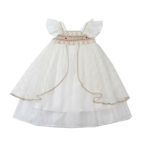 ワンピース キッズ 女の子 西域プリンセスドレス エスニック 民族衣装 発表会 ステージ イベント コスチューム 春夏 華やか かわいい ノースリーブ フレア ポリエステル 綿混紡 白