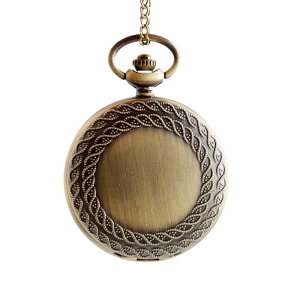 懐中時計 ユニセックス レトロ クォーツ ネックレス ペンダント 合金製 古銅色 花柄彫刻 縁取り 田園風 ラウンド型 47mm プラスチック風防 装飾(x2)