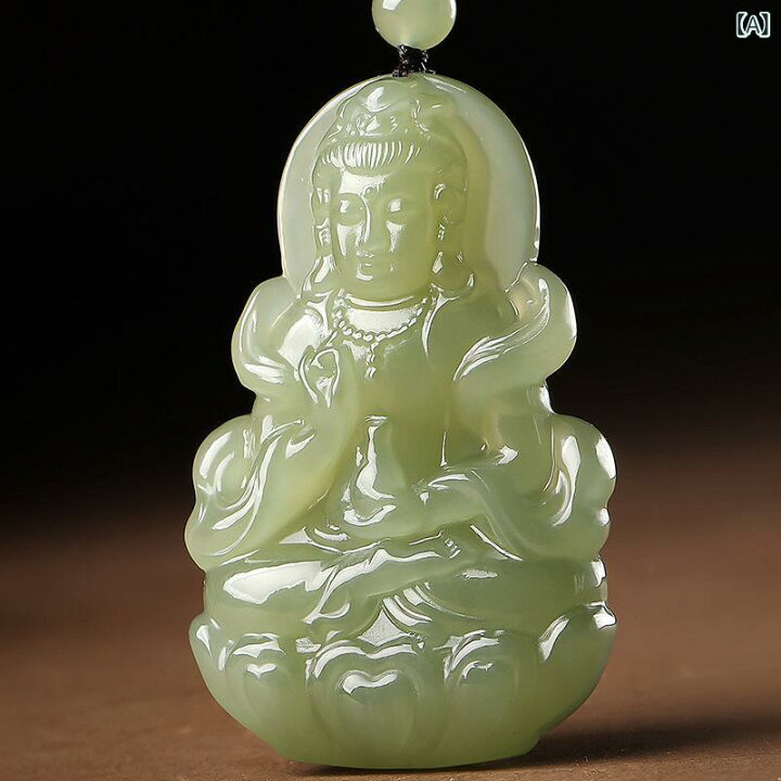 楽天市場】ペンダント メンズ 天然和田玉 両面彫刻 蓮座観音像 仏像 