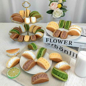 食品サンプル リアル ミニ クリームカップケーキ 模型 アフタヌーンティー ショーケース ディスプレイ 料理 撮影小物 PU製 ホワイト イエロー グリーン ブラウン