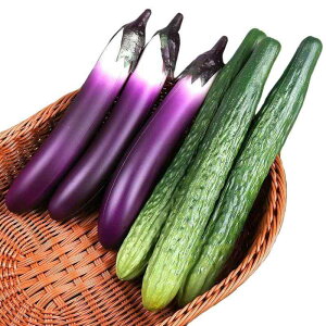 食品サンプル 本物そっくり 野菜 きゅうり ナス PUソフト素材 模型 インテリア キッチン ディスプレイ オブジェ 店舗用品 撮影用小物 家庭用 デコレーション 飾り