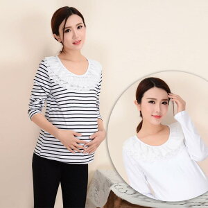 マタニティ トップス レディース 春秋 綿 コットン ラウンドネック 長袖 ホワイト 白 ゆったり 大きいサイズ ミドル丈 普段使い ルームウェア 快適 カットソー(x2)
