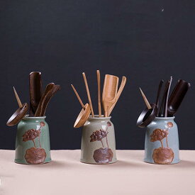 茶道道具 茶道六君子 フルセット 黒檀 無垢材 竹製 茶挟 茶さじ 茶針 湯呑み 茶杯 お茶会 おもてなし 高品質 モダン シンプル 天然素材 木製(x2)